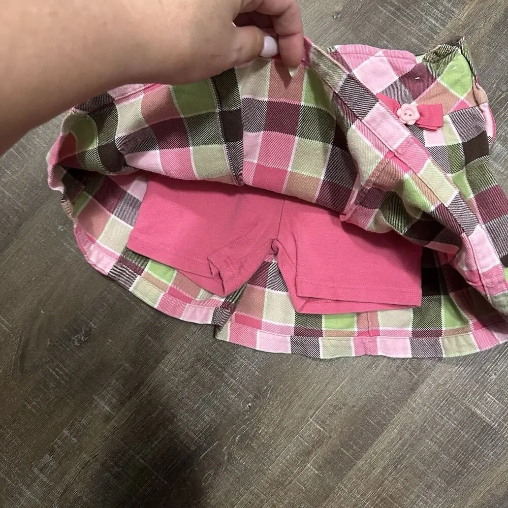Gymboree Girls Plaid‎ Glamour Pony Skirt Skort Bows Pink Brown Size 5 2012